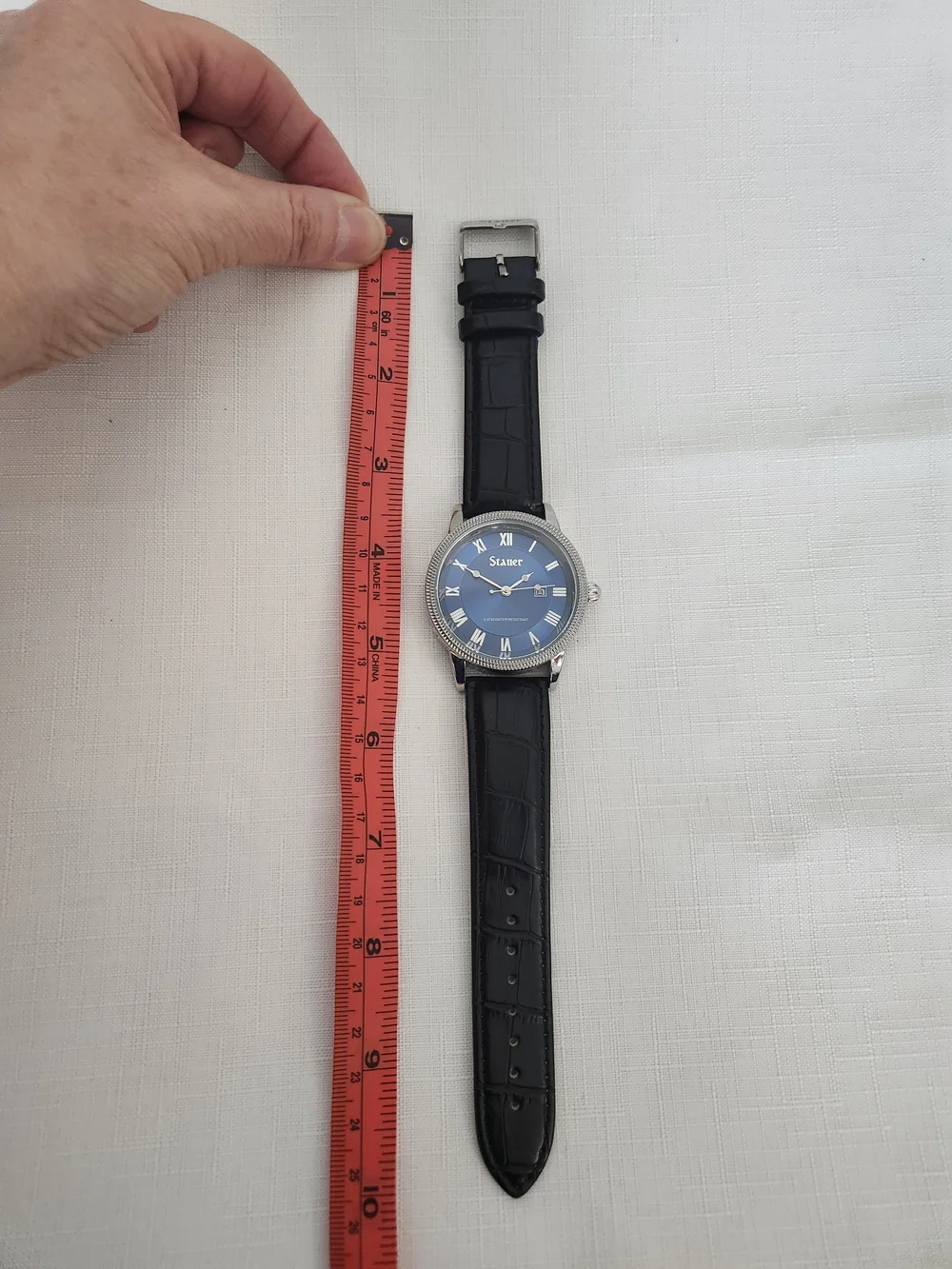 Stauer Urban Blue Men’s Blue Dial & Black Leather Strap Watch. 43mm.